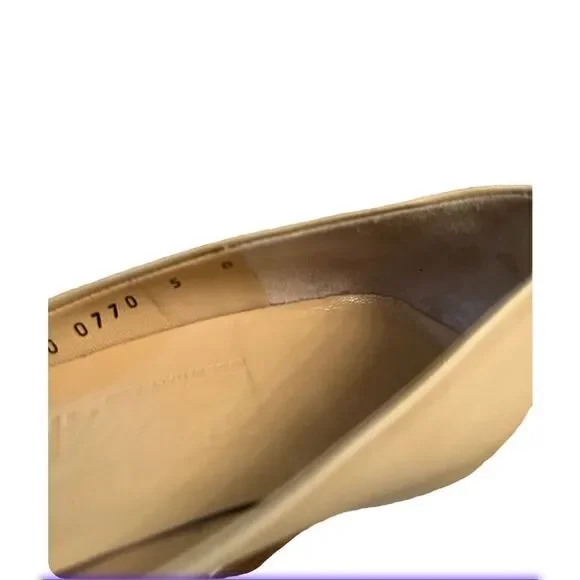 Salvatore Ferragamo Women's Beige Criss Cross Leather Pumps Sz 5 B Wood 3" Heel